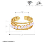 S925 Sterling Silver Elegant and Stylish Open Ring with Pearl Inlay