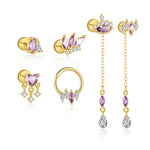 S925 Sterling Silver Purple Zircon Stud Earrings(Single unit)