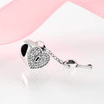 S925 Sterling Silver Heart-Shape Lock Inlaid Zircon Pendant