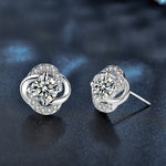 925 Sterling Silver Moissanite Four-Leaf Clover Stud Earrings