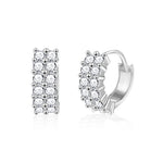 S925 Sterling Silver Earrings Set with Double Rows of Moissanite