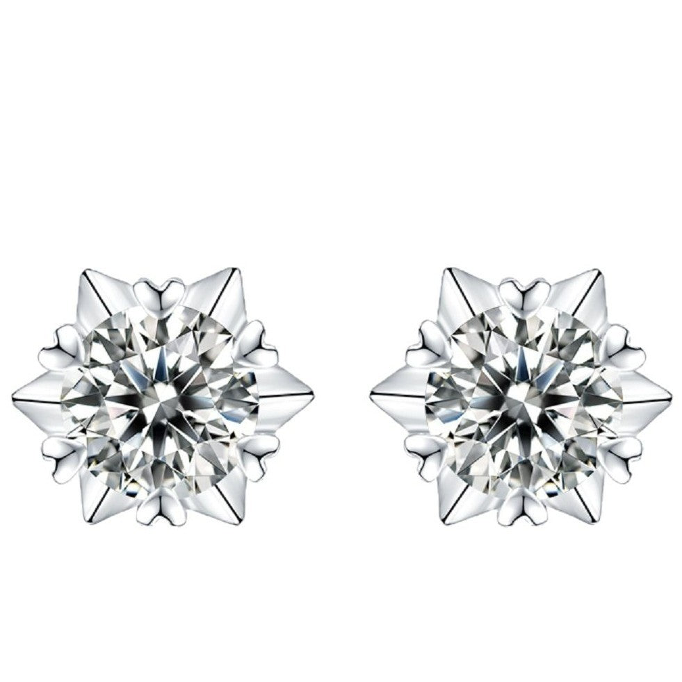 S925 Sterling Silver Snowflake Stud Earrings with Moissanite