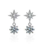 Moissanite Star of David Stud Earrings — S925 Sterling Silver, Minimalist Style