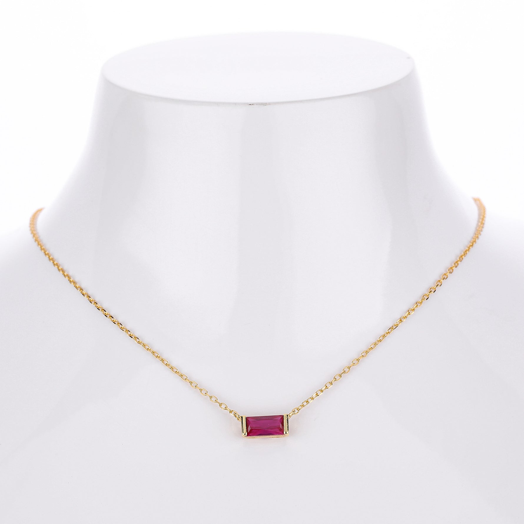 Rectangular colored zircon s925 sterling silver December birthstone collar necklace