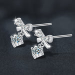 S925 Sterling Silver Moissanite Bow Stud Earrings