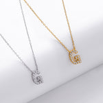 S925 Sterling Silver Simple Zircon Necklace with English Letters