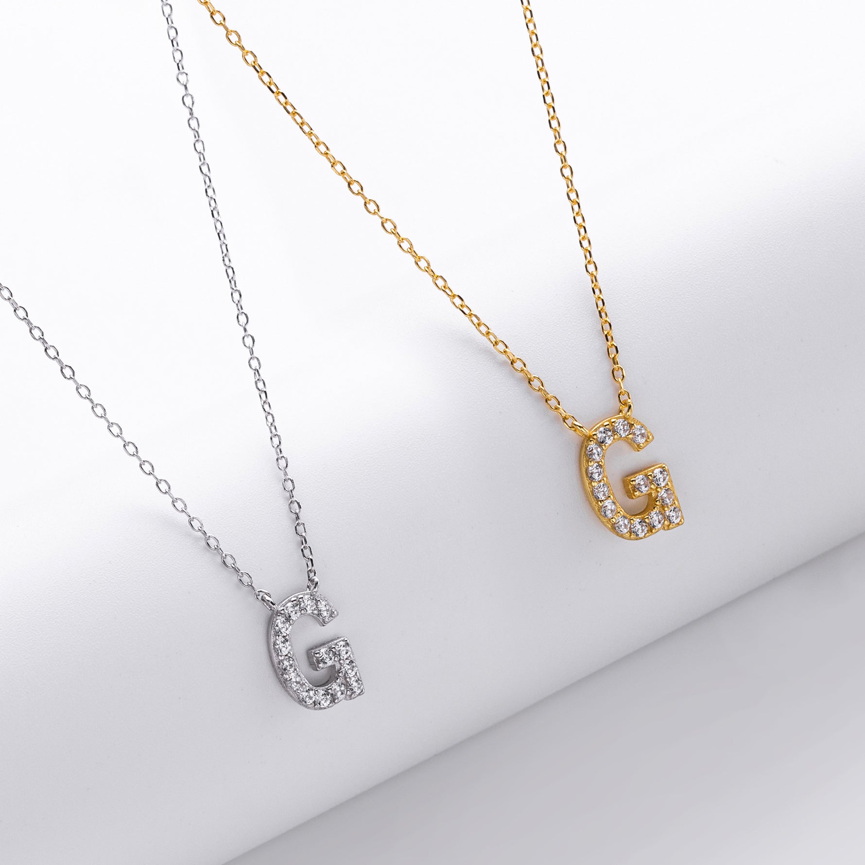S925 Sterling Silver Simple Zircon Necklace with English Letters