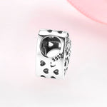 S925 Sterling Silver Hollow Heart Zircon Inlaid Bead Pendant
