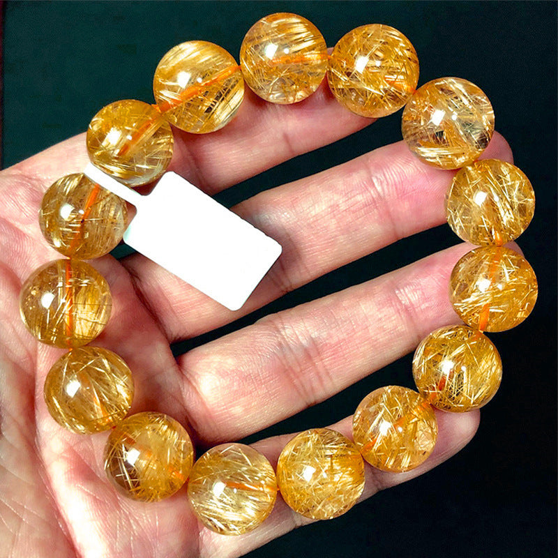 Natural Brazilian Golden Rutilated Quartz Bracelet