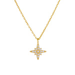 S925 Sterling Silver Full Zircon Inlaid Eight Awn Star Necklace