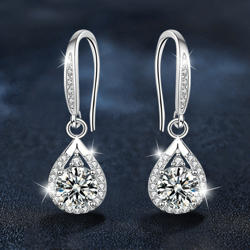 925 Sterling Silver Teardrop Earrings — Premium-Look Moissanite Studs for Women