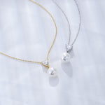 S925 Sterling Silver Heart-Shaped Zircon Pearl Necklace