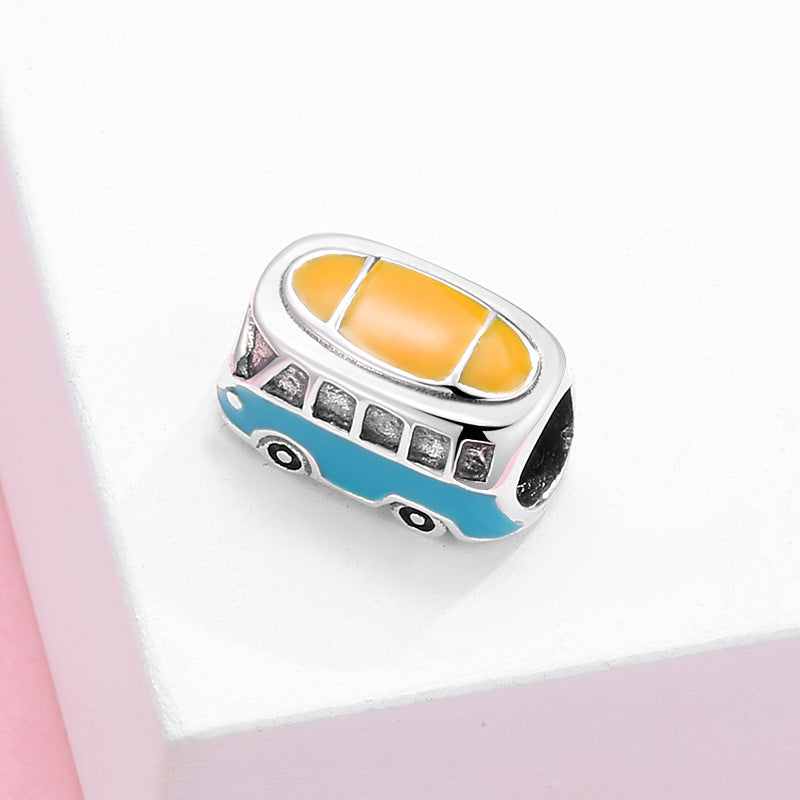 S925 Sterling Silver Vintage Minibus Pendant
