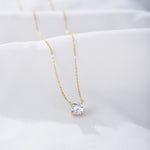 S925 Sterling Silver round Zircon Pendant Necklace
