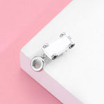 S925 Sterling Silver Car Pink Zircon Pendant