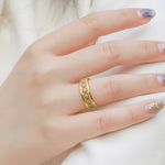 S925 Sterling Silver Gold-Plated Hollow Zircon Ring
