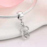 S925 Sterling Silver Double Heart Infinity Love Zircon Inlaid Pendant