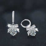 925 Sterling Silver Moissanite Bow Earrings