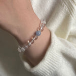 Natural white crystal spell aquamarine bracelet