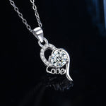 S925 Sterling Silver Moissanite Women's Simple Love Heart Pendant Necklace