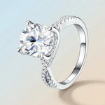 S925 Sterling Silver Ring with Large-Carat Moissanite