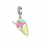 S925 Sterling Silver Ice Cream Cartoon Cute Summer Cone Pendant