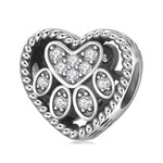 S925 Sterling Silver Loving Heart Dog's Paw Zircon Pendant