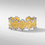 S925 Sterling Silver Gold-Plated Ginkgo Leaf Irregular Ring
