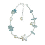 S925 Silver Aquamarine-Colored Bracelet Set