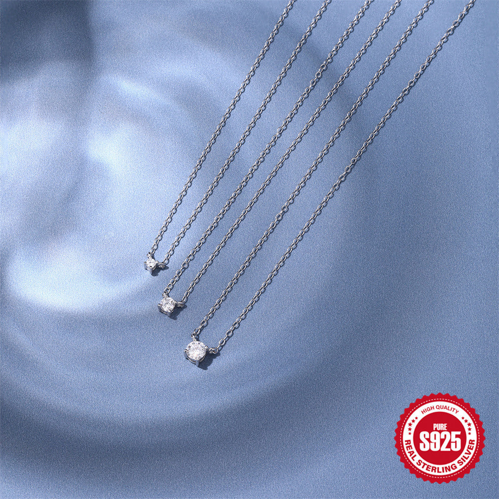 S925 Sterling Silver Solitaire Moissanite Necklace