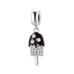 S925 Sterling Silver Ice Cream Pendant Black Inlaid Zircon Pendant