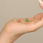 S925 Sterling Silver Heart Stud Earrings with Colorful Zirconia