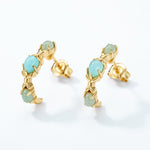 S925 Sterling Silver Gold-plated Amazonite C-shaped Earrings
