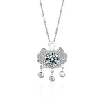 S925 Sterling Silver Moissanite Good Fortune Safety Lock Necklace