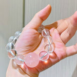 Multi-Gemstone Bracelet: Natural High-Clarity White Crystal and Madagascar Rose Quartz