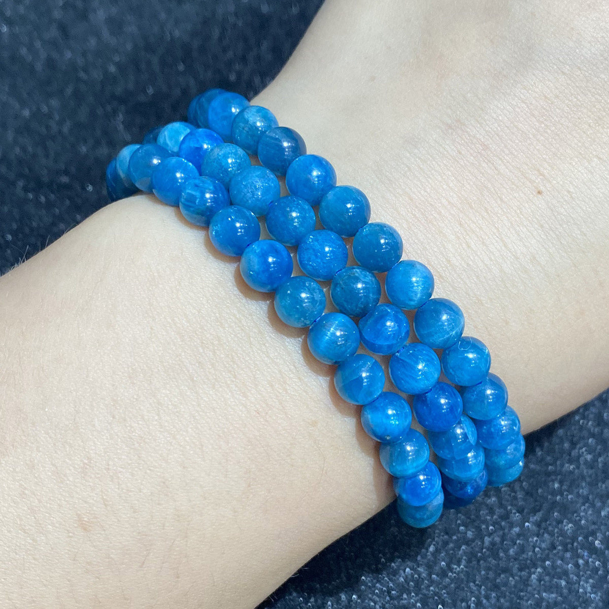 Natural Blue Apatite Three-Wrap Bracelet