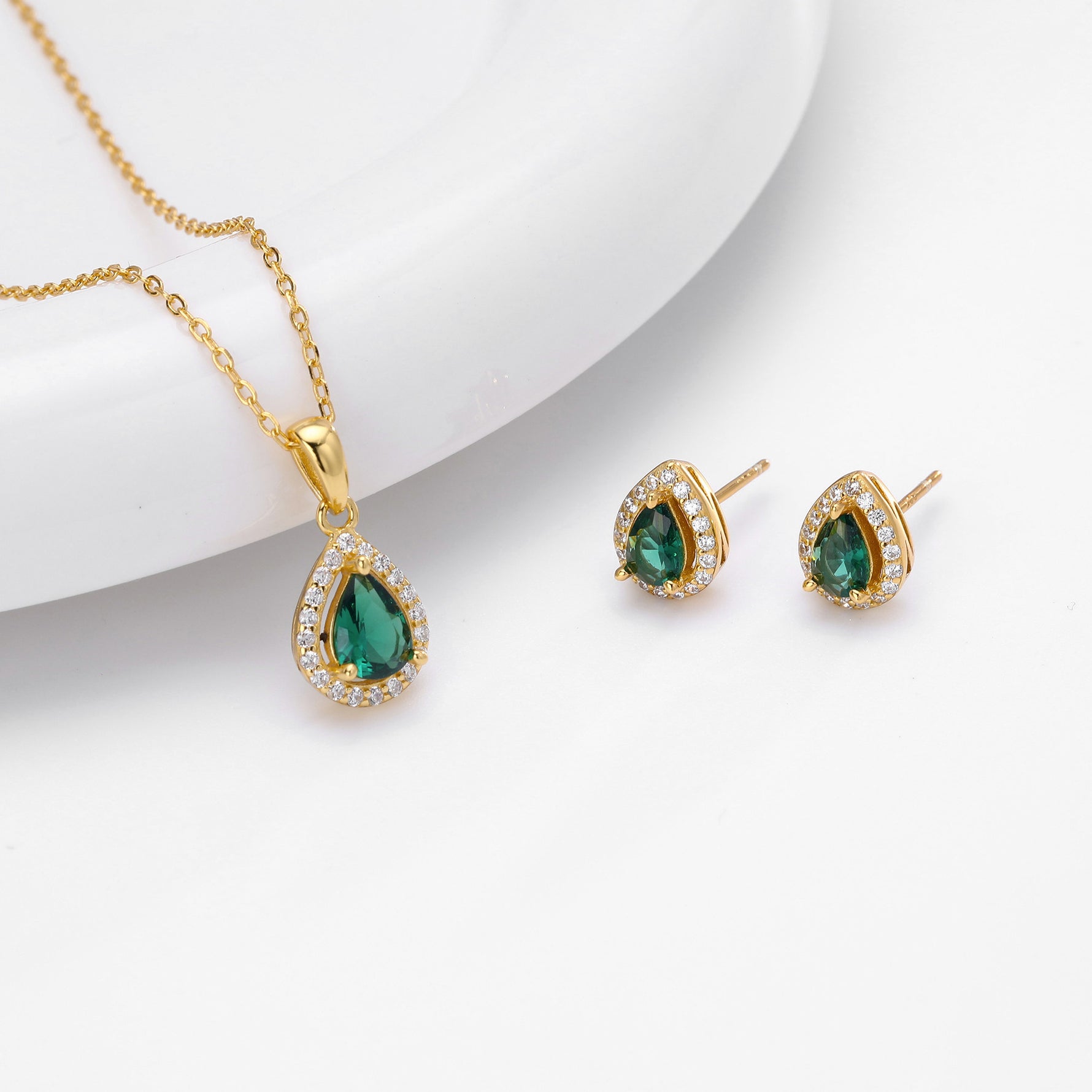 Double-layer zircon earrings and affordable luxury zircon necklace