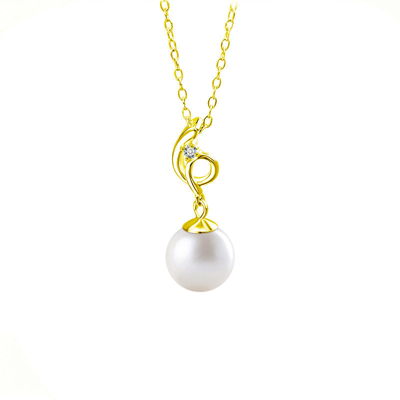 S925 Sterling Silver Moissanite Pearl Pendant Necklace