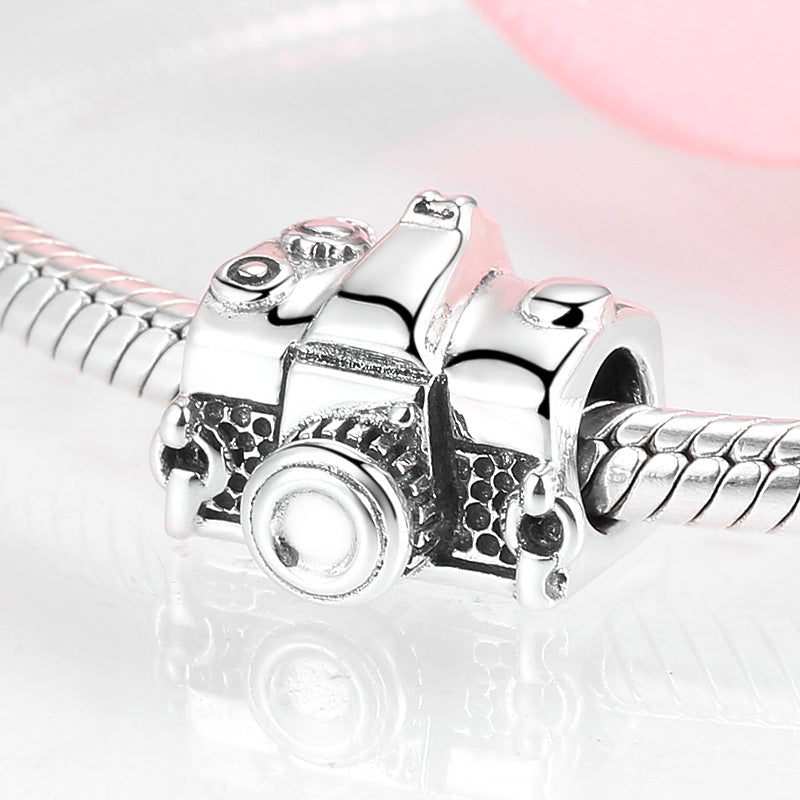 S925 Sterling Silver Camera Beaded Retro Camera Shape Pendant