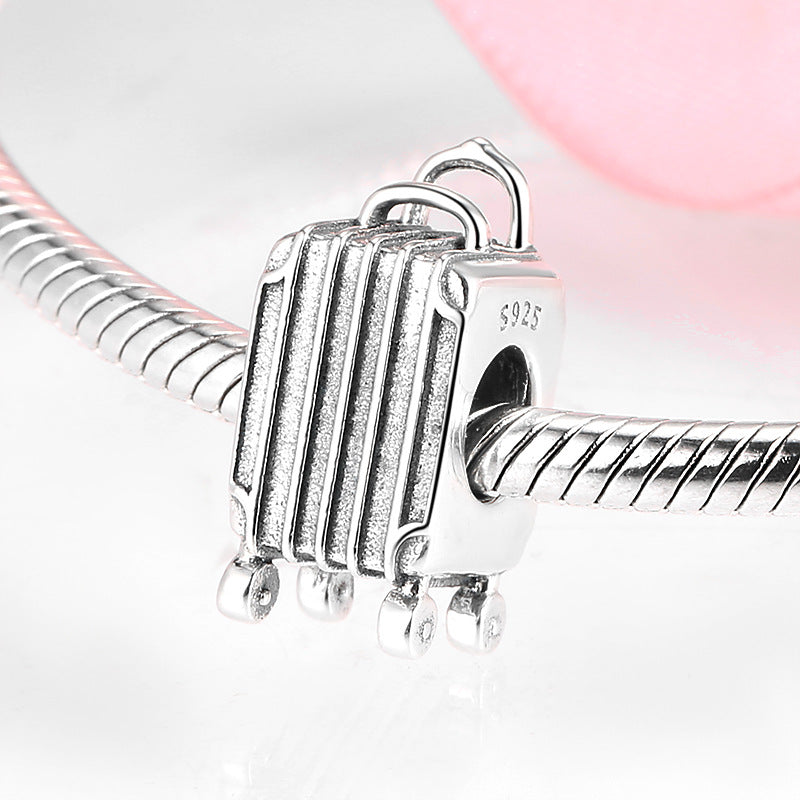 S925 Sterling Silver Suitcase Bead Pendant