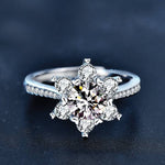 S925 Sterling Silver Snowflake Moissanite Ring