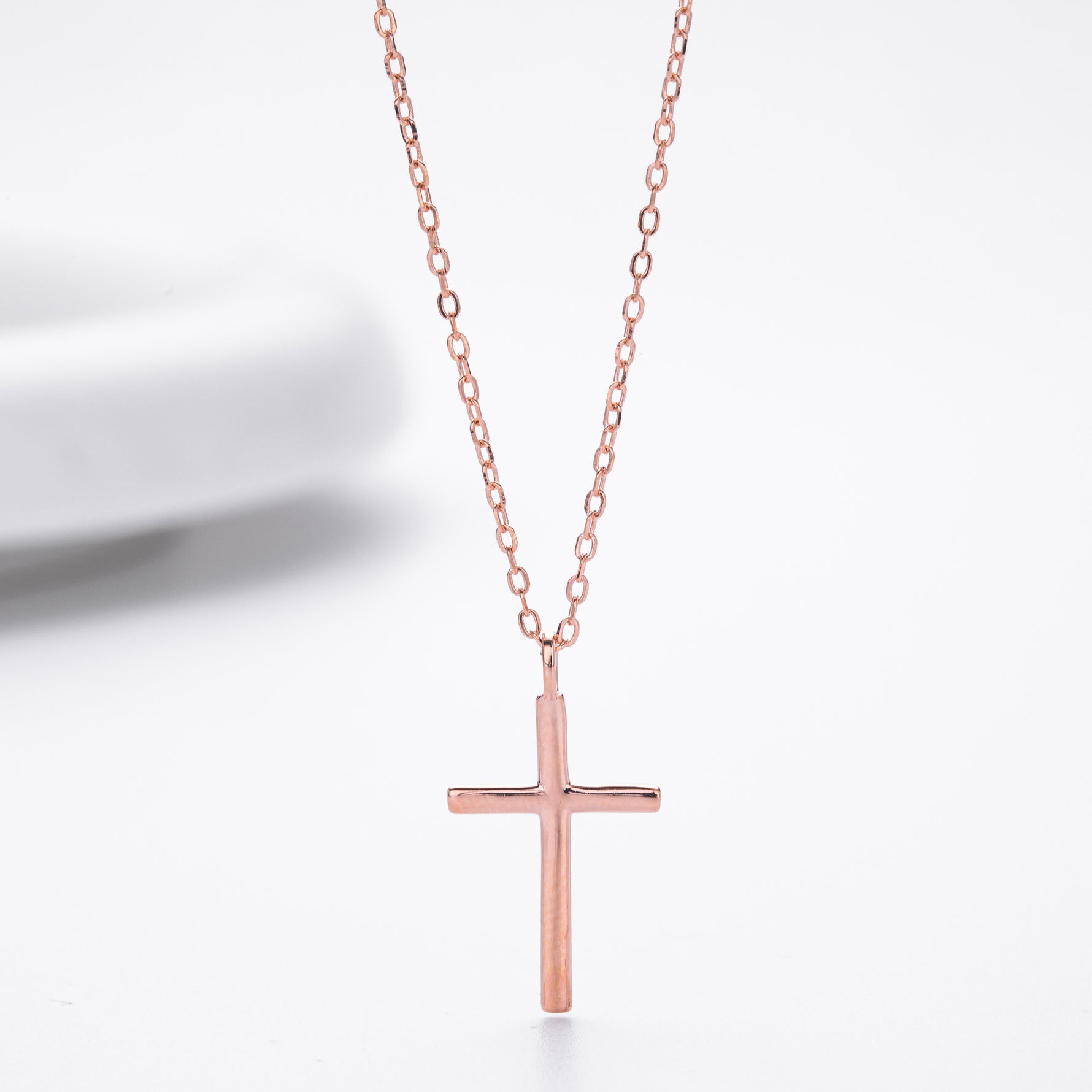 S925 Sterling Silver Simple Polished Cross Necklace