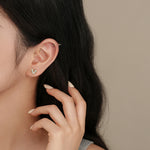 S925 Sterling Silver Heart Stud Earrings with Colorful Zirconia