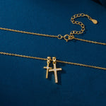 S925 Sterling Silver Double Cross Necklace