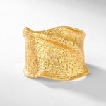 S925 Sterling Silver Gold Plated Brushed Pleated Ring
