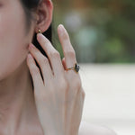 S925 Sterling Silver Gold-Plated Multi-Color Labradorite Rhombus Ring
