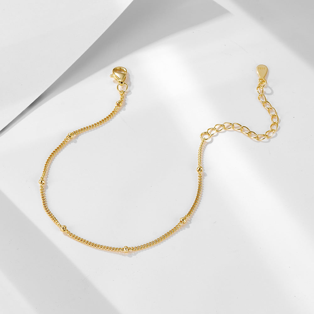 S925 Sterling Silver Bean Chain Small Ball Bracelet