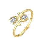 S925 Sterling Silver Petal Zircon Ring