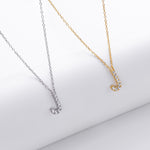 S925 Sterling Silver Simple Zircon Necklace with English Letters