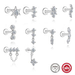 S925 Sterling Silver Moissanite Flat-Back Threaded Cartilage Stud(Single unit)